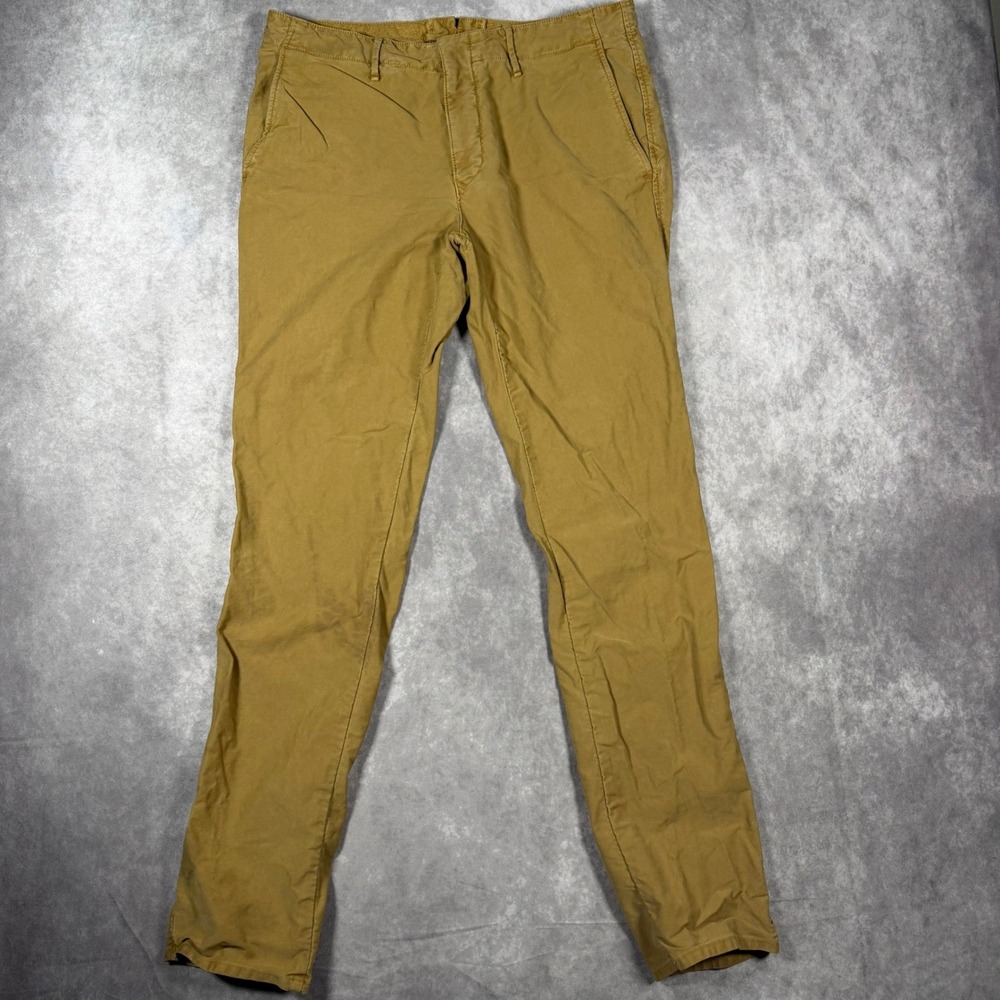 Incotex Slacks Mens Slim Fit Chino Pants Mustard Tan Size 35 Button Fly Twill